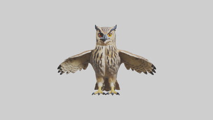 3D model Eurasian Eagle Owl perching model VR / AR / low-poly