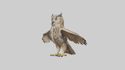 3D model Eurasian Eagle Owl perching model VR / AR / low-poly