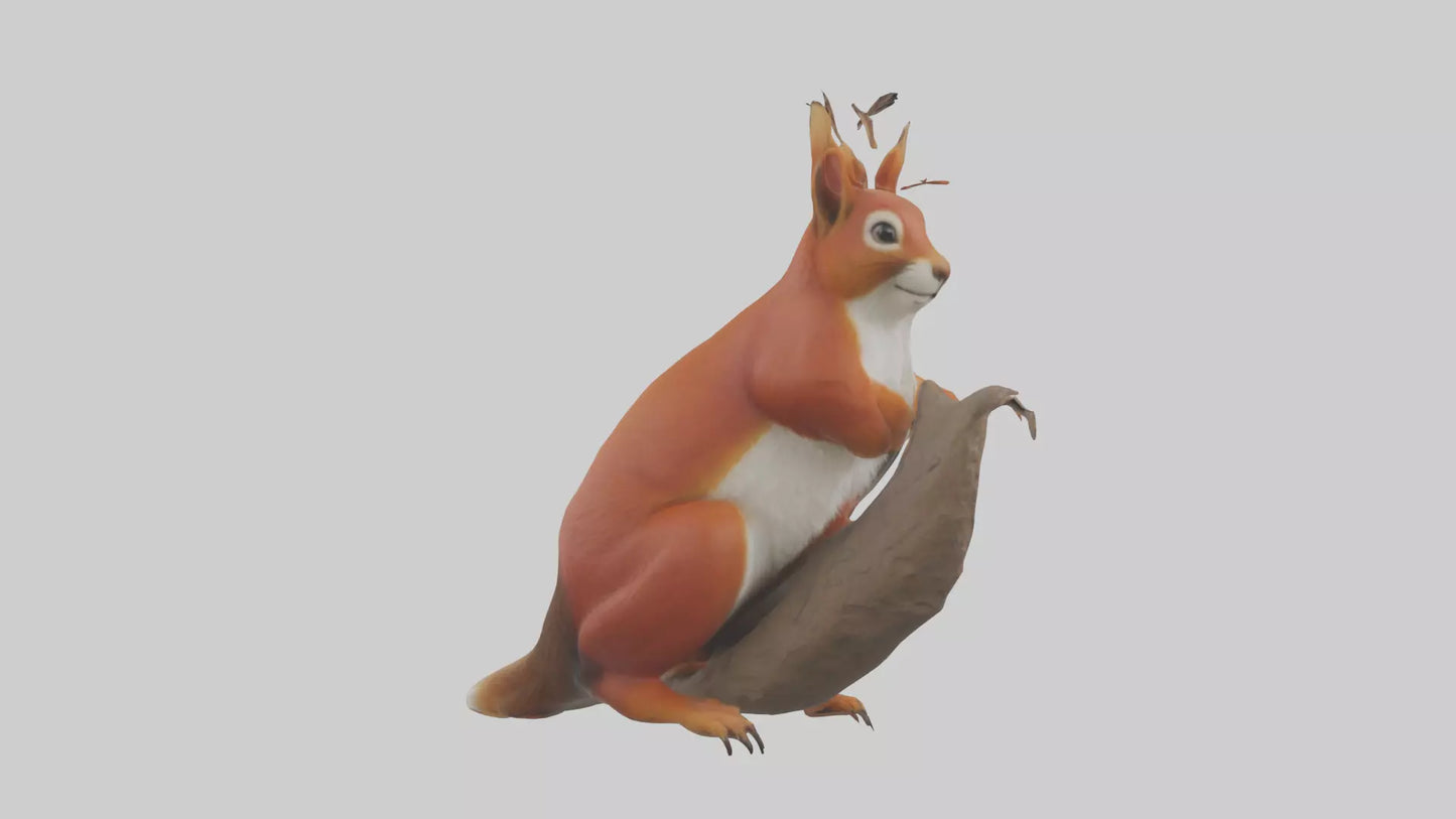 3D model Eurasian Red Squirrel climbing model VR / AR / low-poly