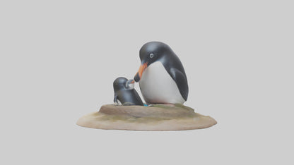 Fairy Penguin nesting model VR / AR / low-poly