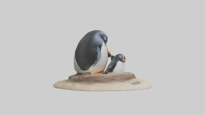 Fairy Penguin nesting model VR / AR / low-poly