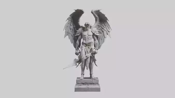 3D model Fallen Angel Warrior statue model VR / AR / low-poly