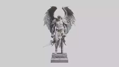 3D model Fallen Angel Warrior statue model VR / AR / low-poly