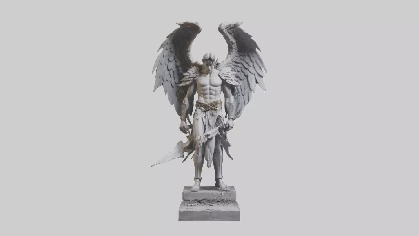 3D model Fallen Angel Warrior statue model VR / AR / low-poly