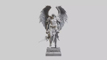 3D model Fallen Angel Warrior statue model VR / AR / low-poly
