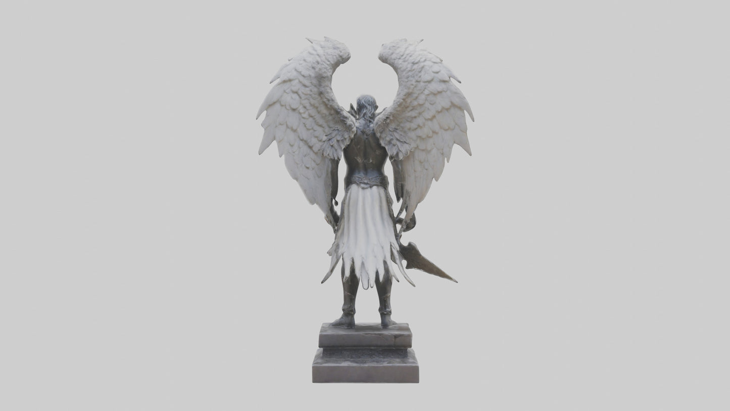 3D model Fallen Angel Warrior statue model VR / AR / low-poly