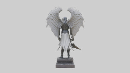 3D model Fallen Angel Warrior statue model VR / AR / low-poly