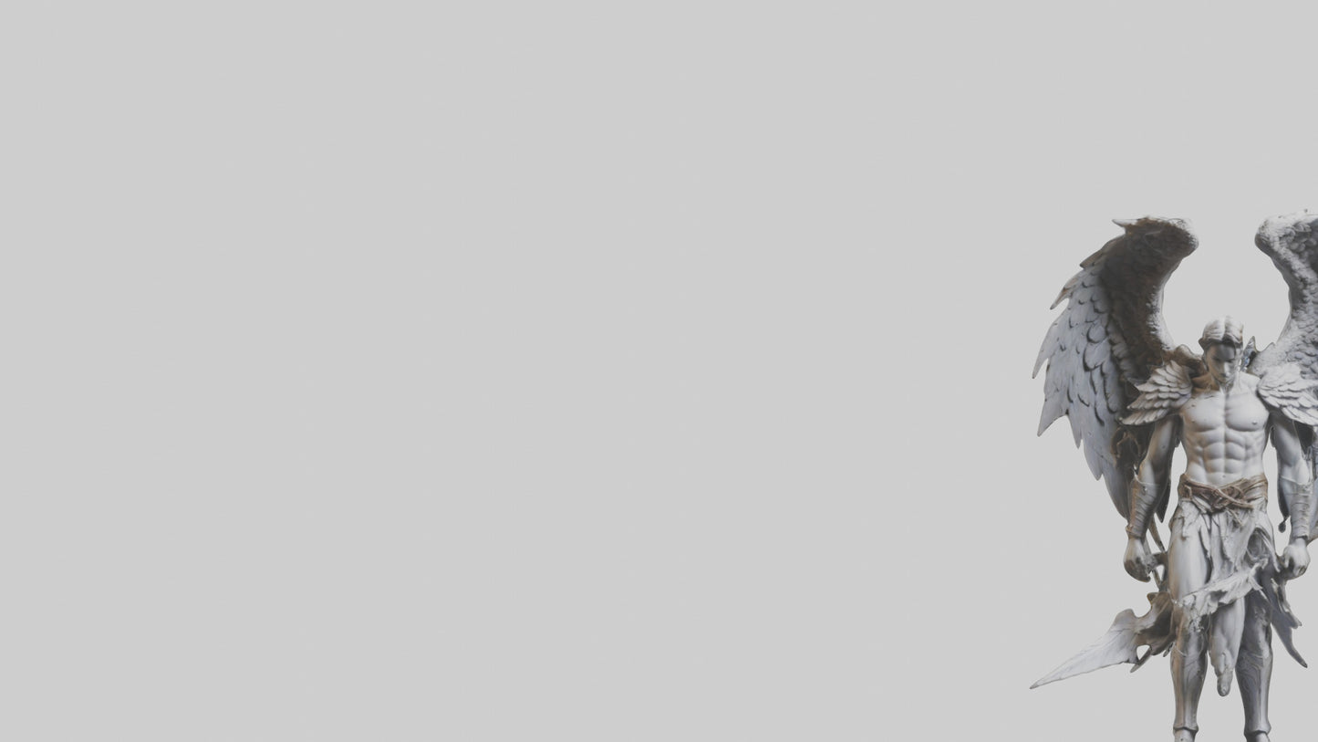 3D model Fallen Angel Warrior statue model VR / AR / low-poly