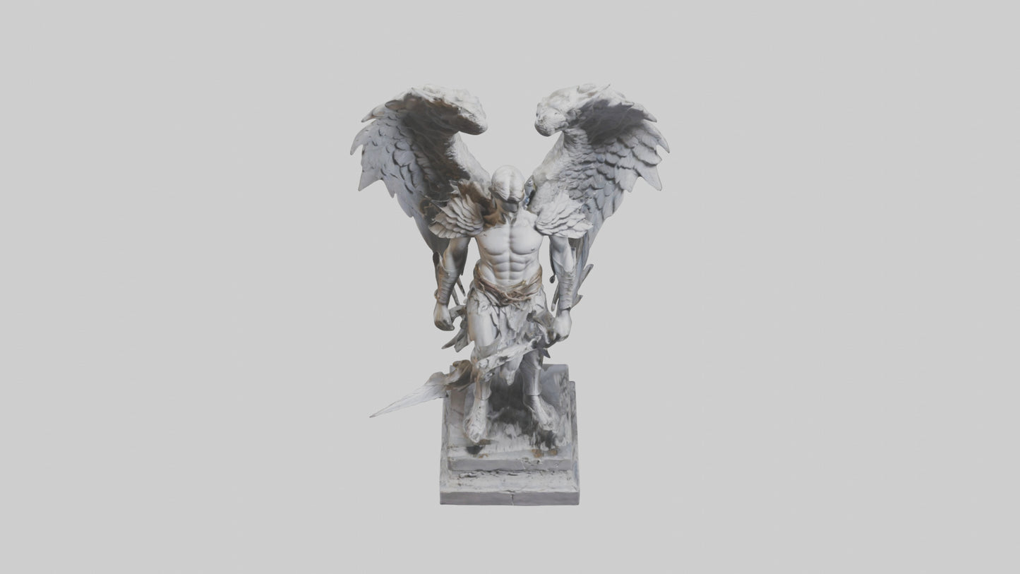 3D model Fallen Angel Warrior statue model VR / AR / low-poly