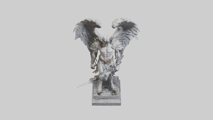3D model Fallen Angel Warrior statue model VR / AR / low-poly