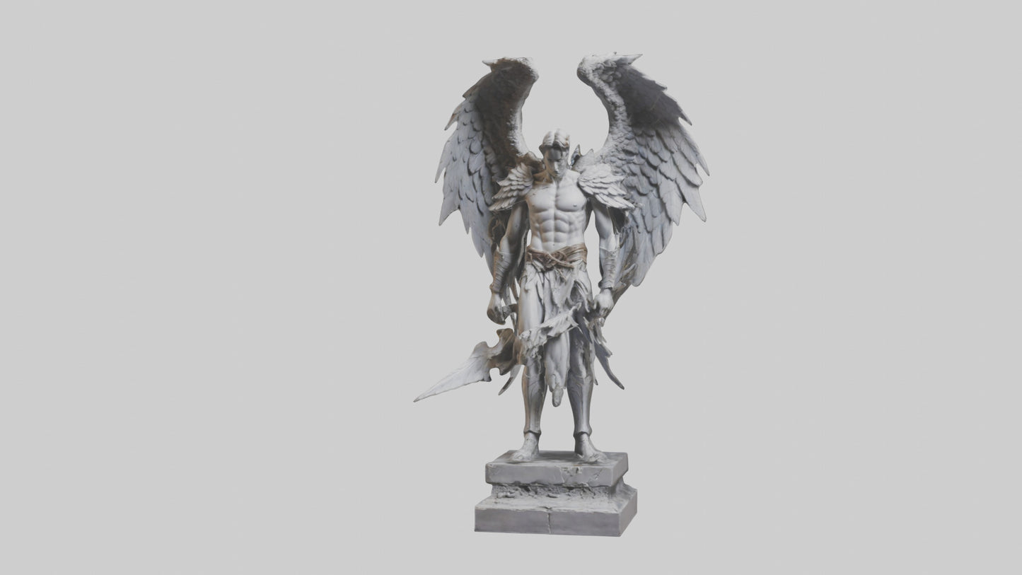 3D model Fallen Angel Warrior statue model VR / AR / low-poly