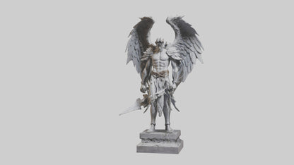3D model Fallen Angel Warrior statue model VR / AR / low-poly