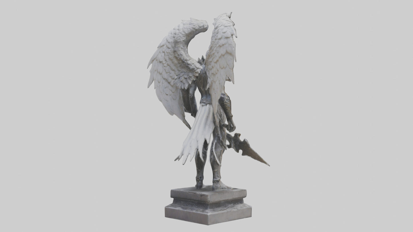 3D model Fallen Angel Warrior statue model VR / AR / low-poly