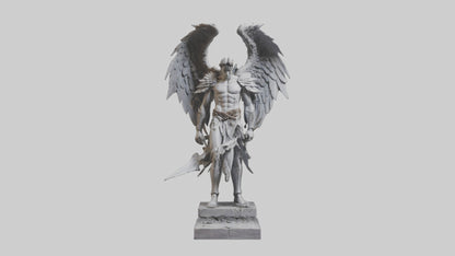 3D model Fallen Angel Warrior statue model VR / AR / low-poly