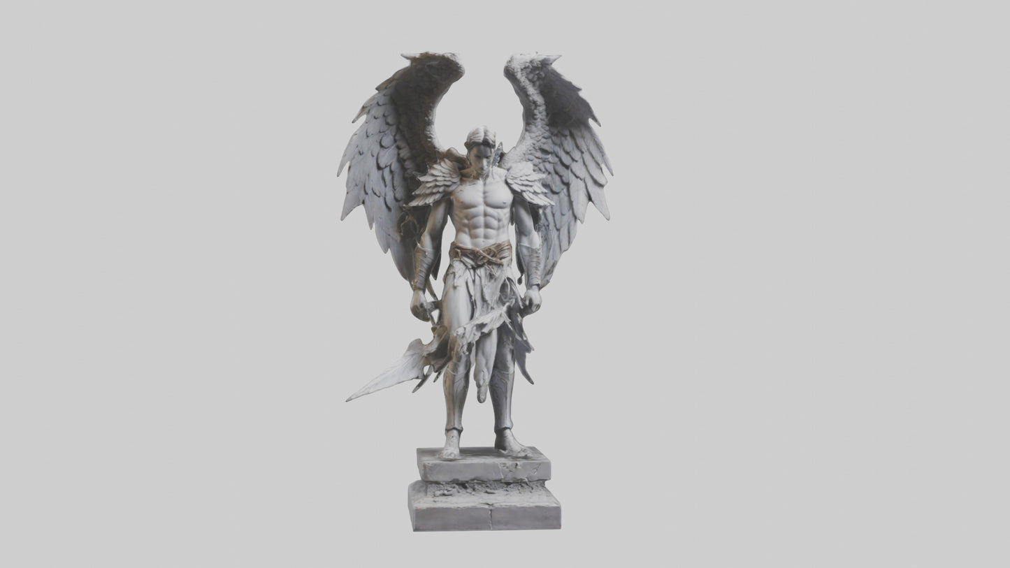 3D model Fallen Angel Warrior statue model VR / AR / low-poly