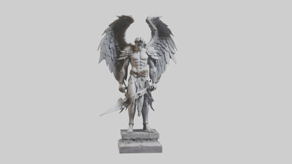 3D model Fallen Angel Warrior statue model VR / AR / low-poly