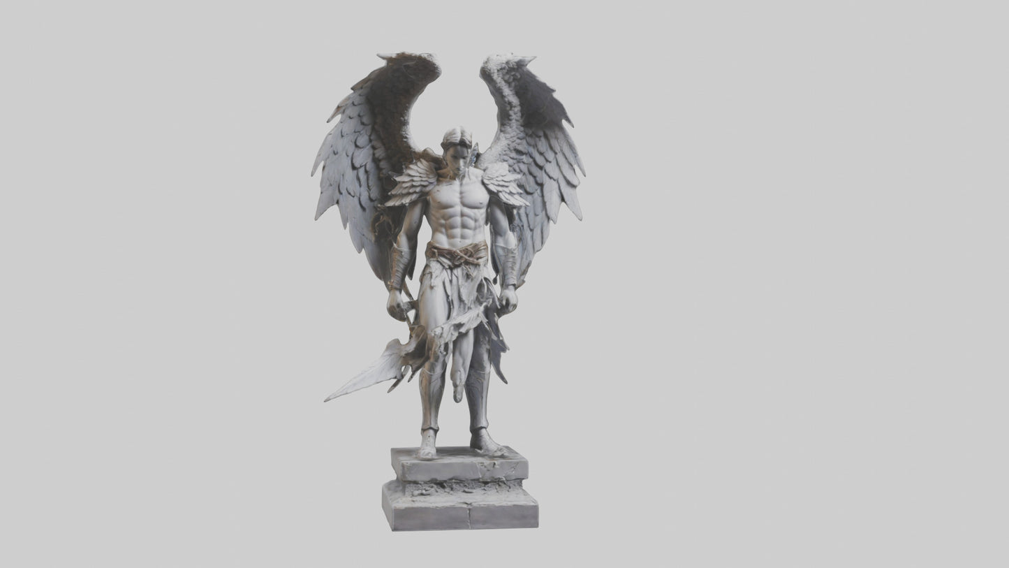 3D model Fallen Angel Warrior statue model VR / AR / low-poly
