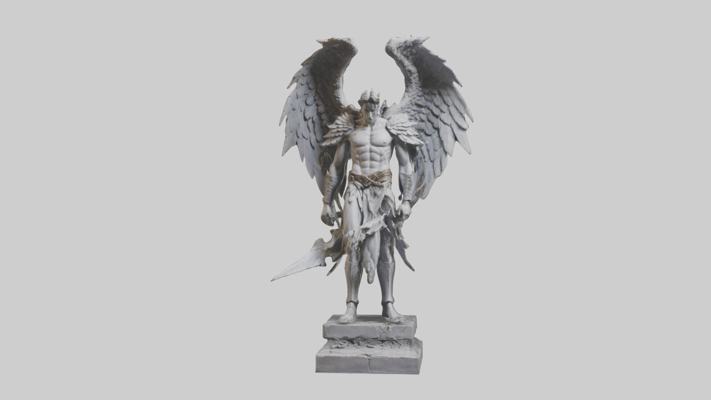 3D model Fallen Angel Warrior statue model VR / AR / low-poly