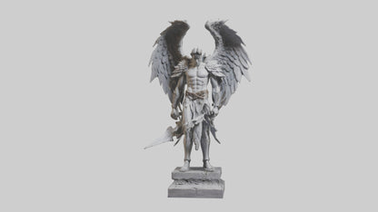 3D model Fallen Angel Warrior statue model VR / AR / low-poly