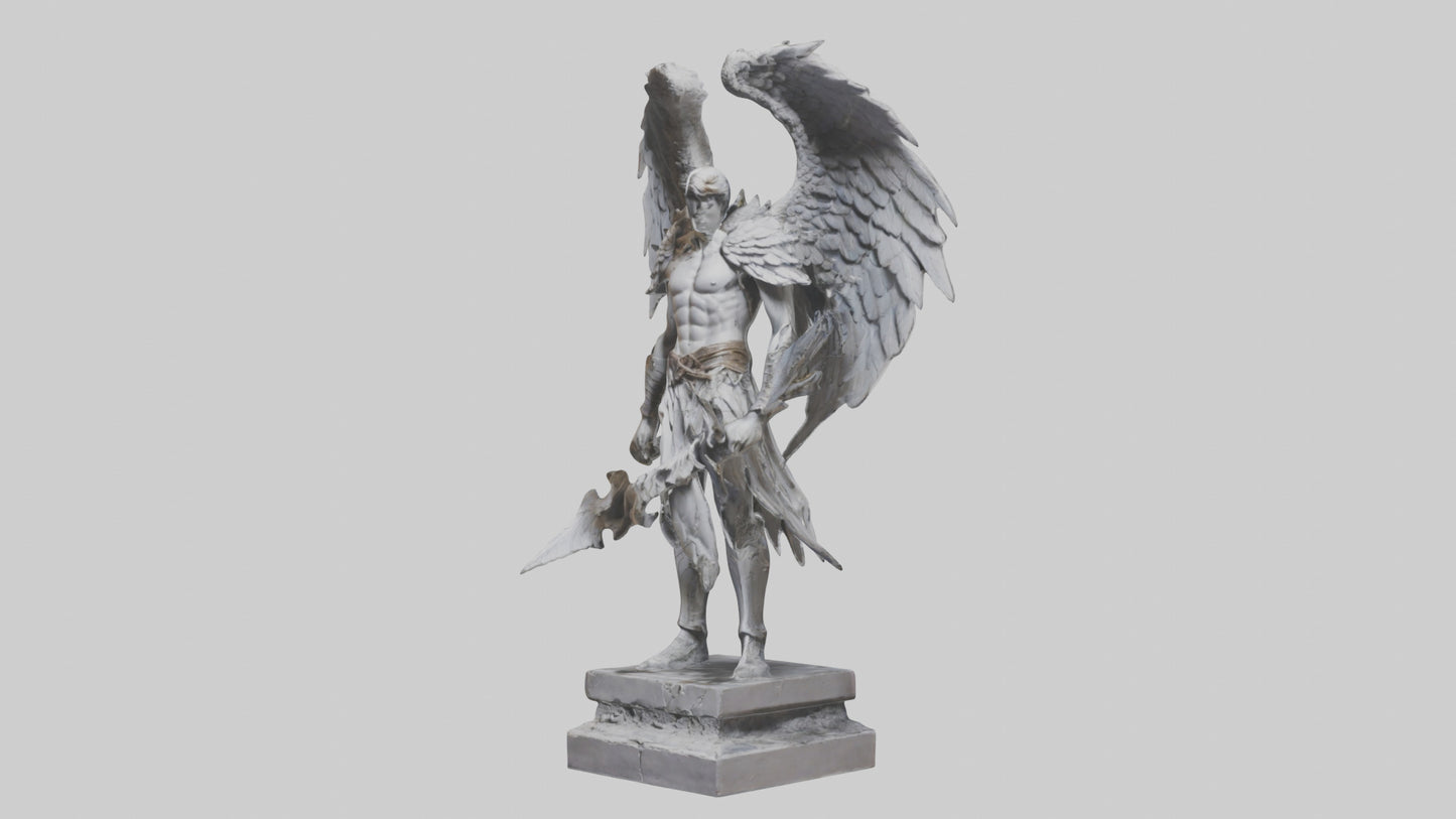 3D model Fallen Angel Warrior statue model VR / AR / low-poly