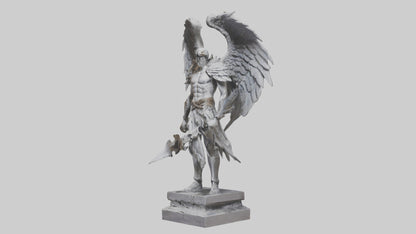 3D model Fallen Angel Warrior statue model VR / AR / low-poly