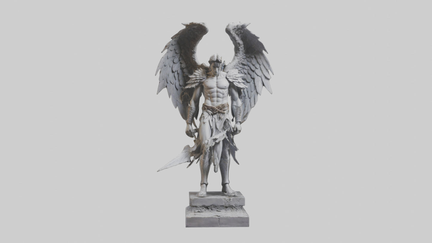 3D model Fallen Angel Warrior statue model VR / AR / low-poly