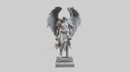 3D model Fallen Angel Warrior statue model VR / AR / low-poly