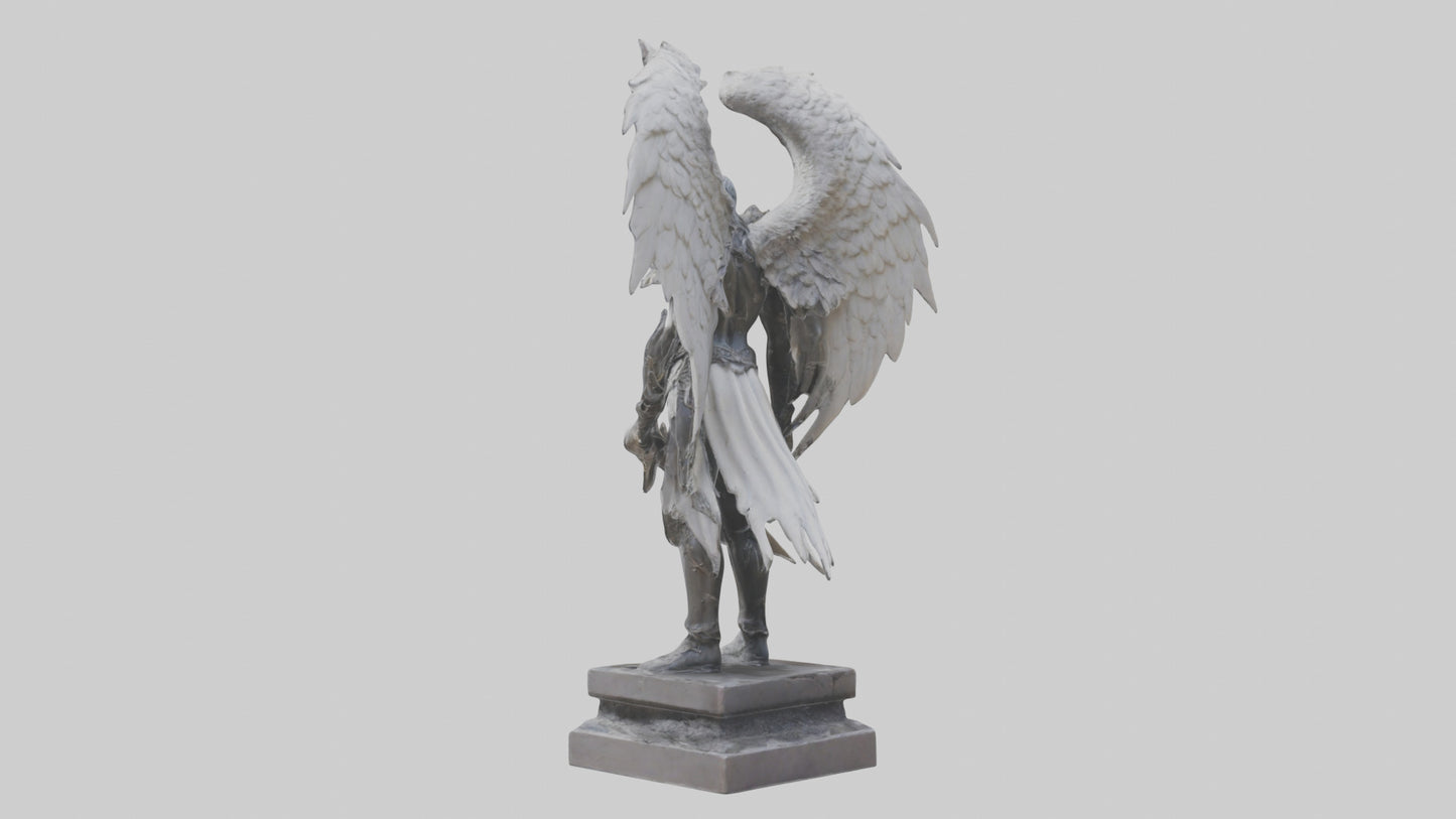 3D model Fallen Angel Warrior statue model VR / AR / low-poly