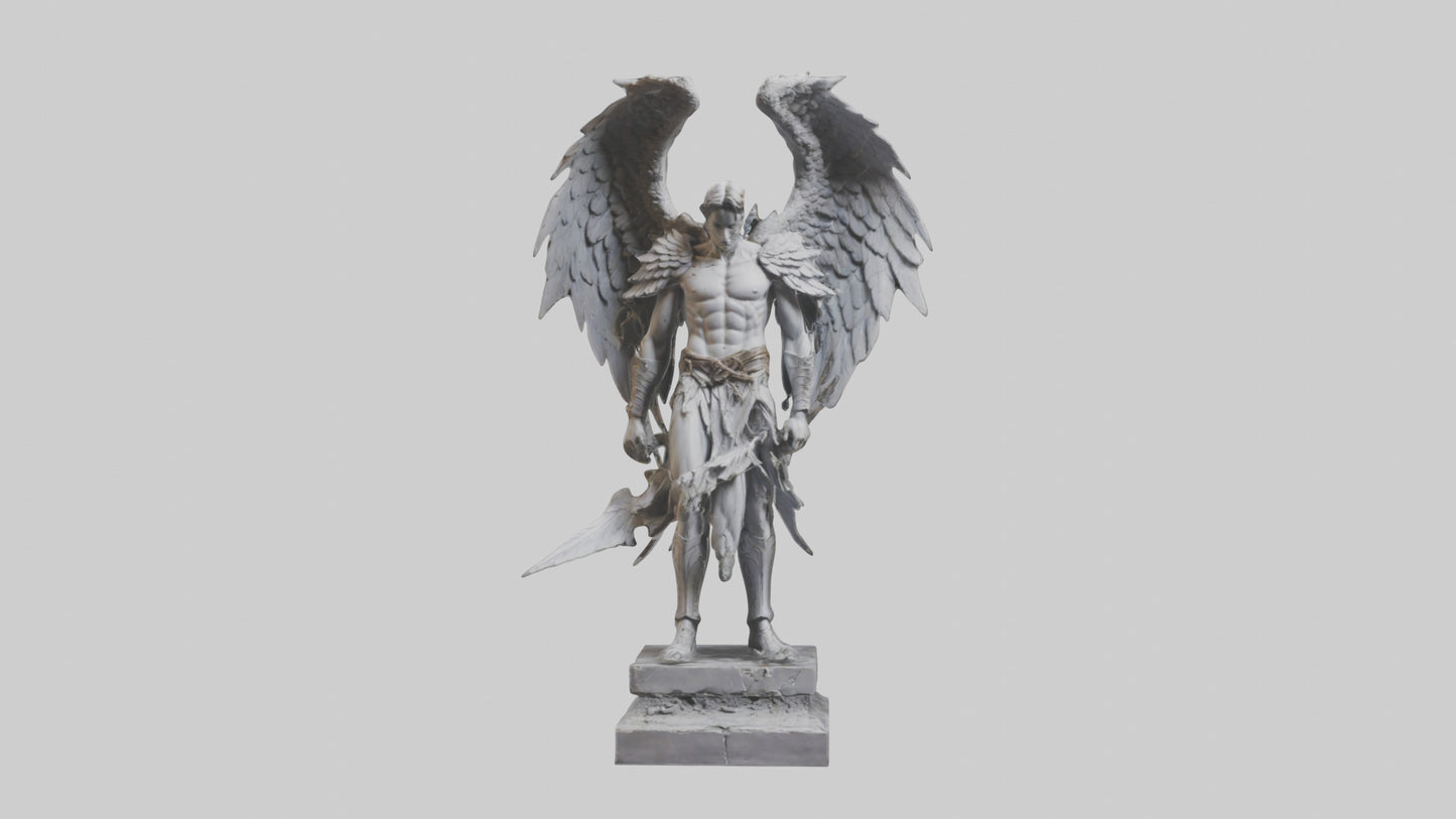 3D model Fallen Angel Warrior statue model VR / AR / low-poly