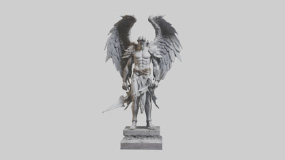 3D model Fallen Angel Warrior statue model VR / AR / low-poly