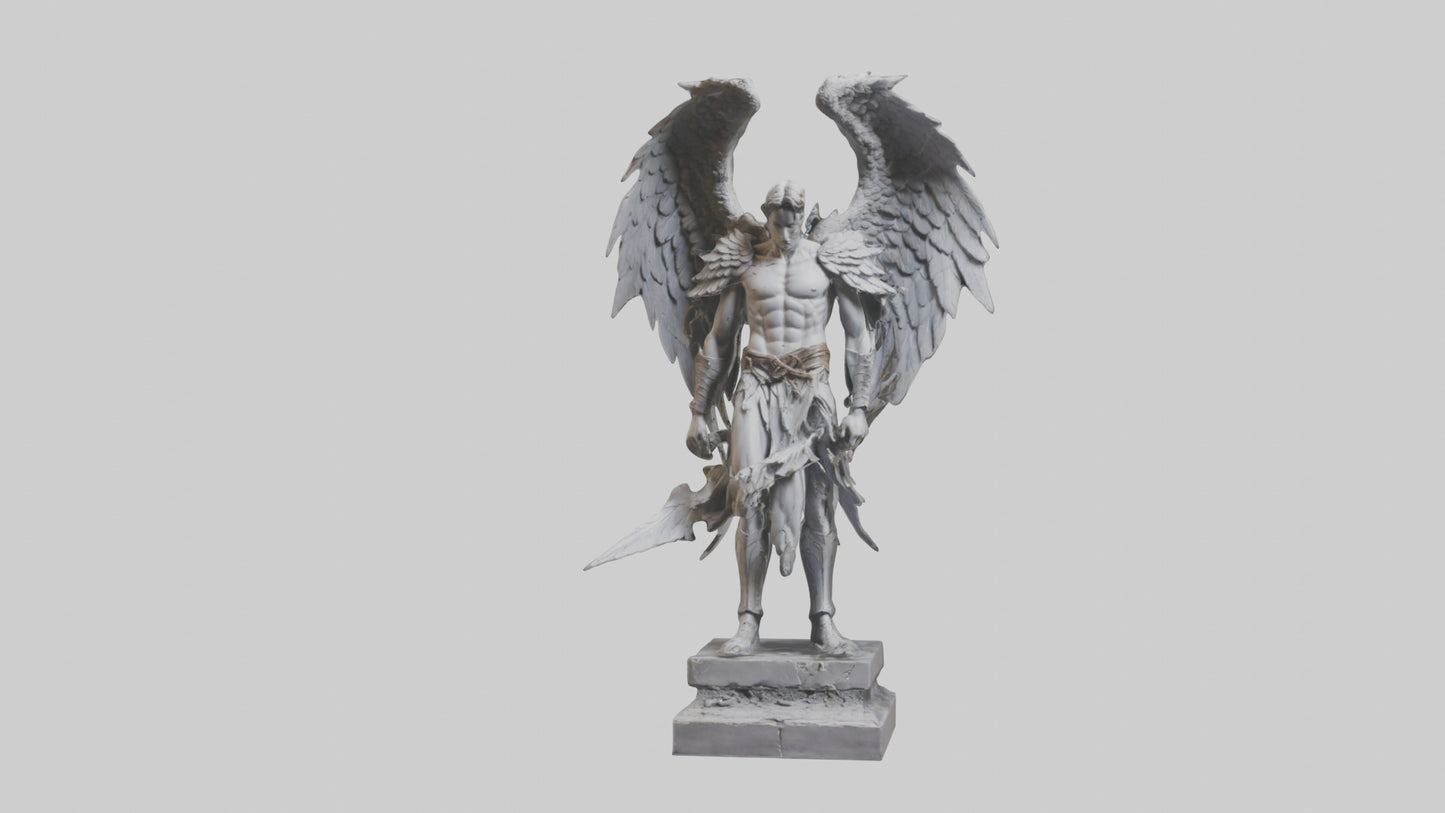 3D model Fallen Angel Warrior statue model VR / AR / low-poly