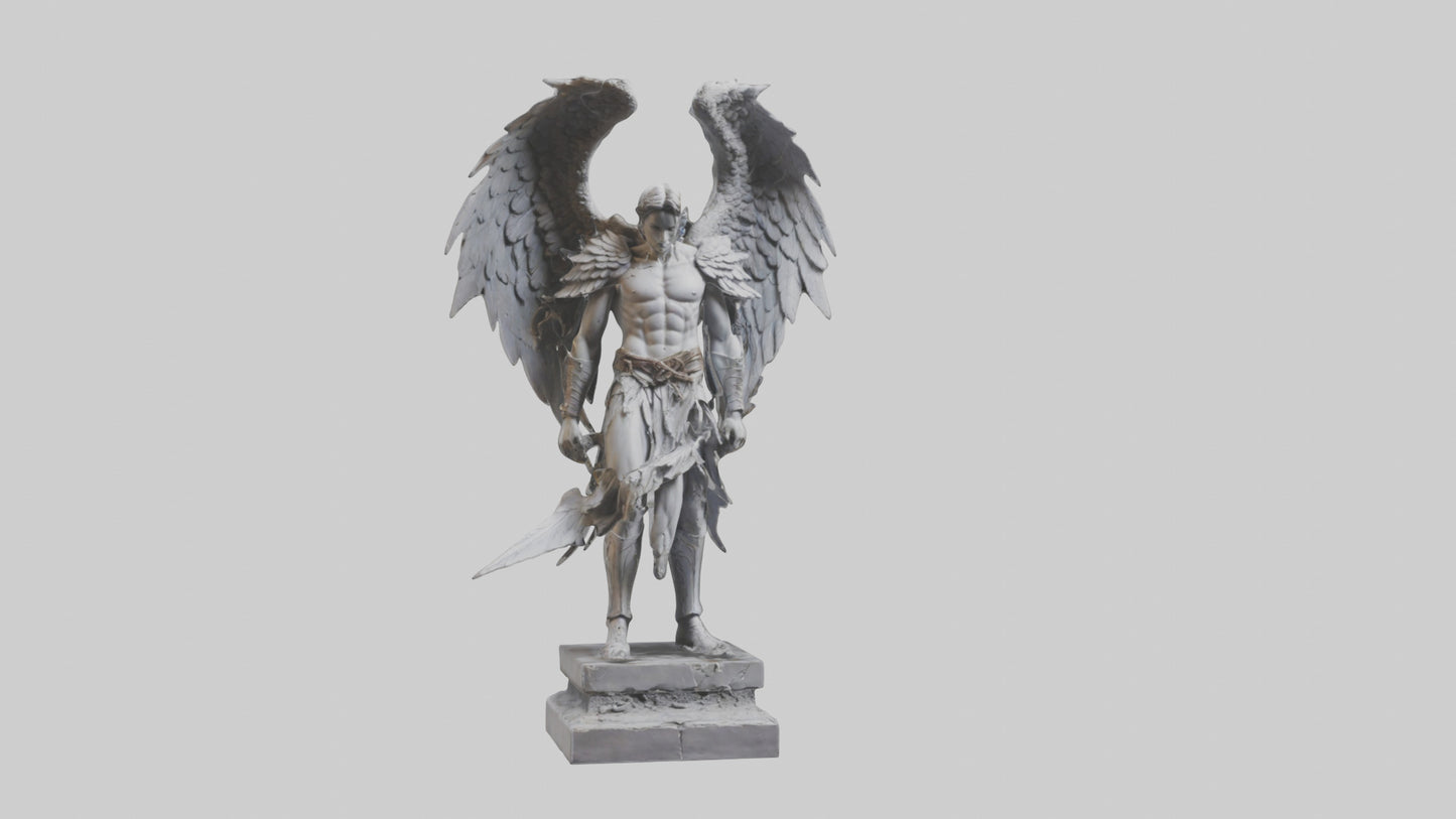 3D model Fallen Angel Warrior statue model VR / AR / low-poly