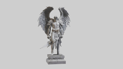 3D model Fallen Angel Warrior statue model VR / AR / low-poly