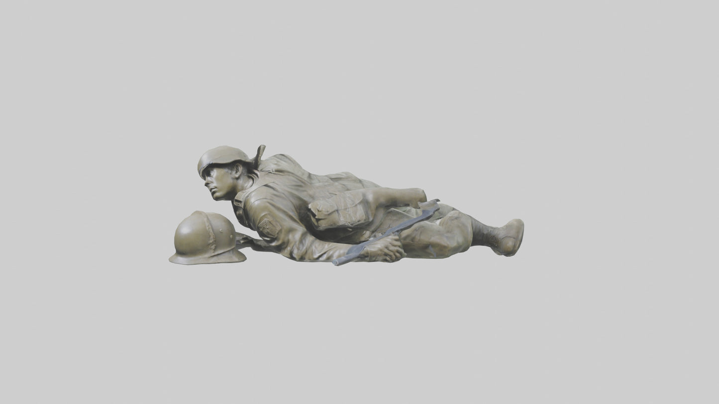 Fallen Soldier statue model VR / AR / low-poly