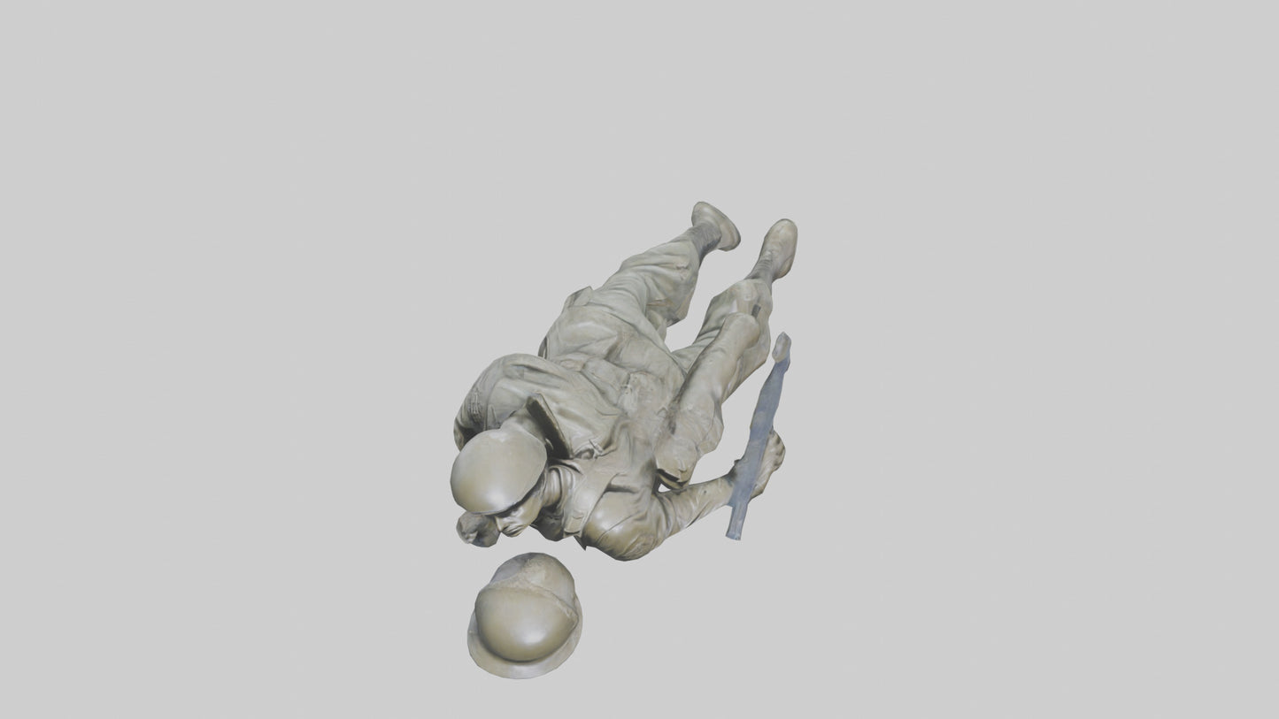 Fallen Soldier statue model VR / AR / low-poly