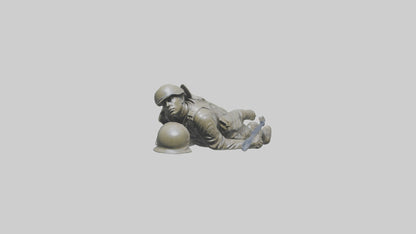Fallen Soldier statue model VR / AR / low-poly