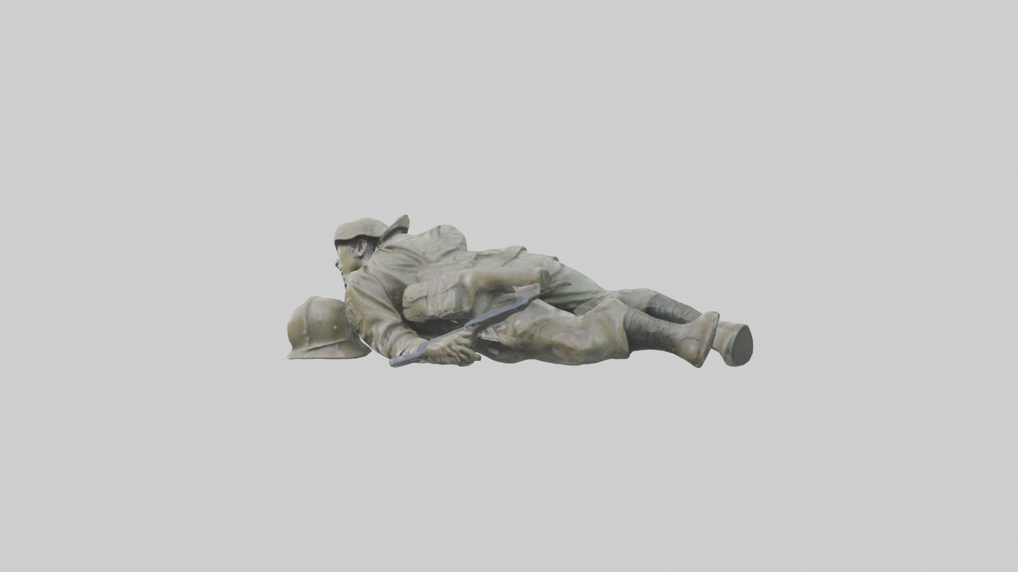 Fallen Soldier statue model VR / AR / low-poly