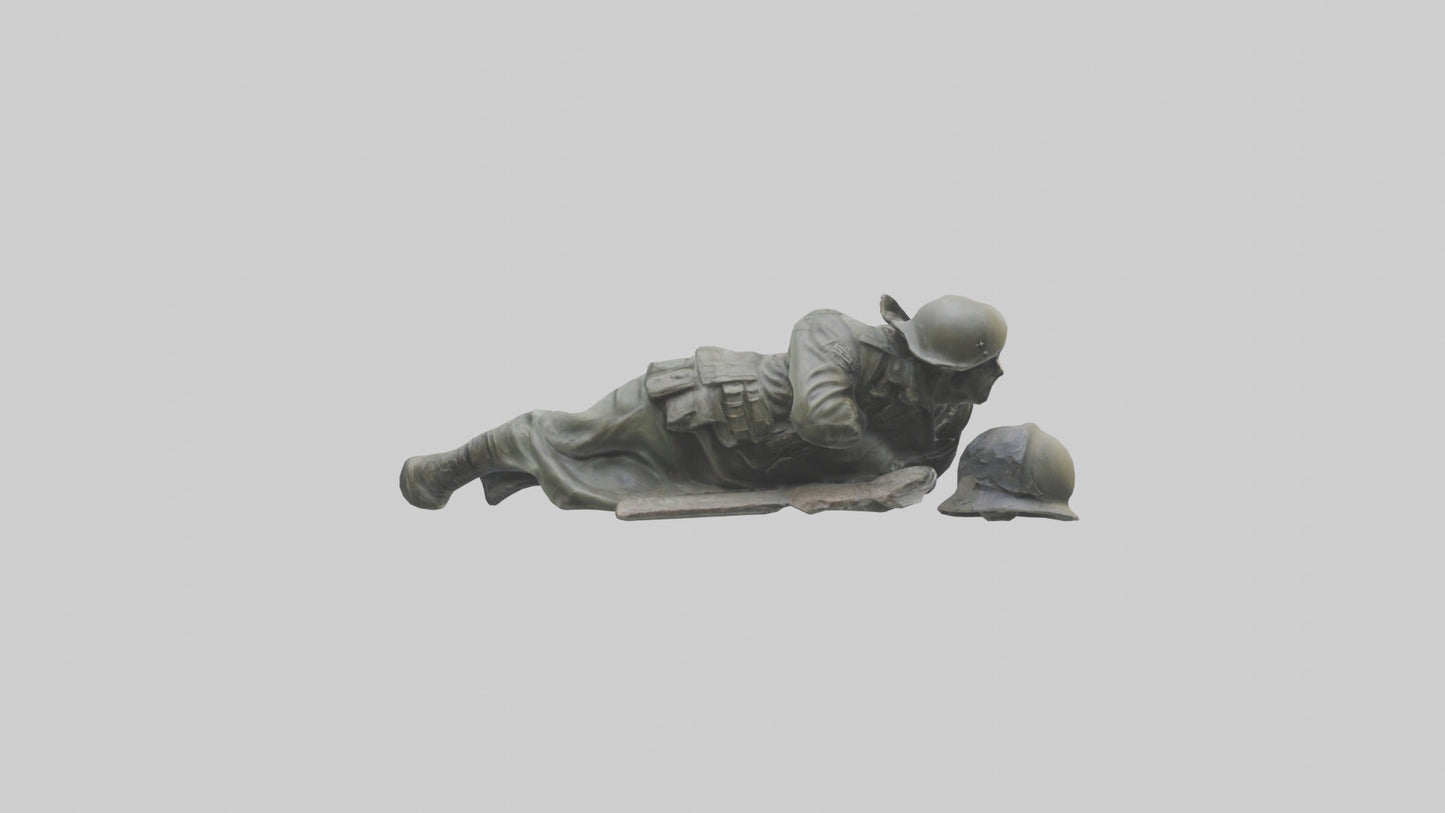 Fallen Soldier statue model VR / AR / low-poly