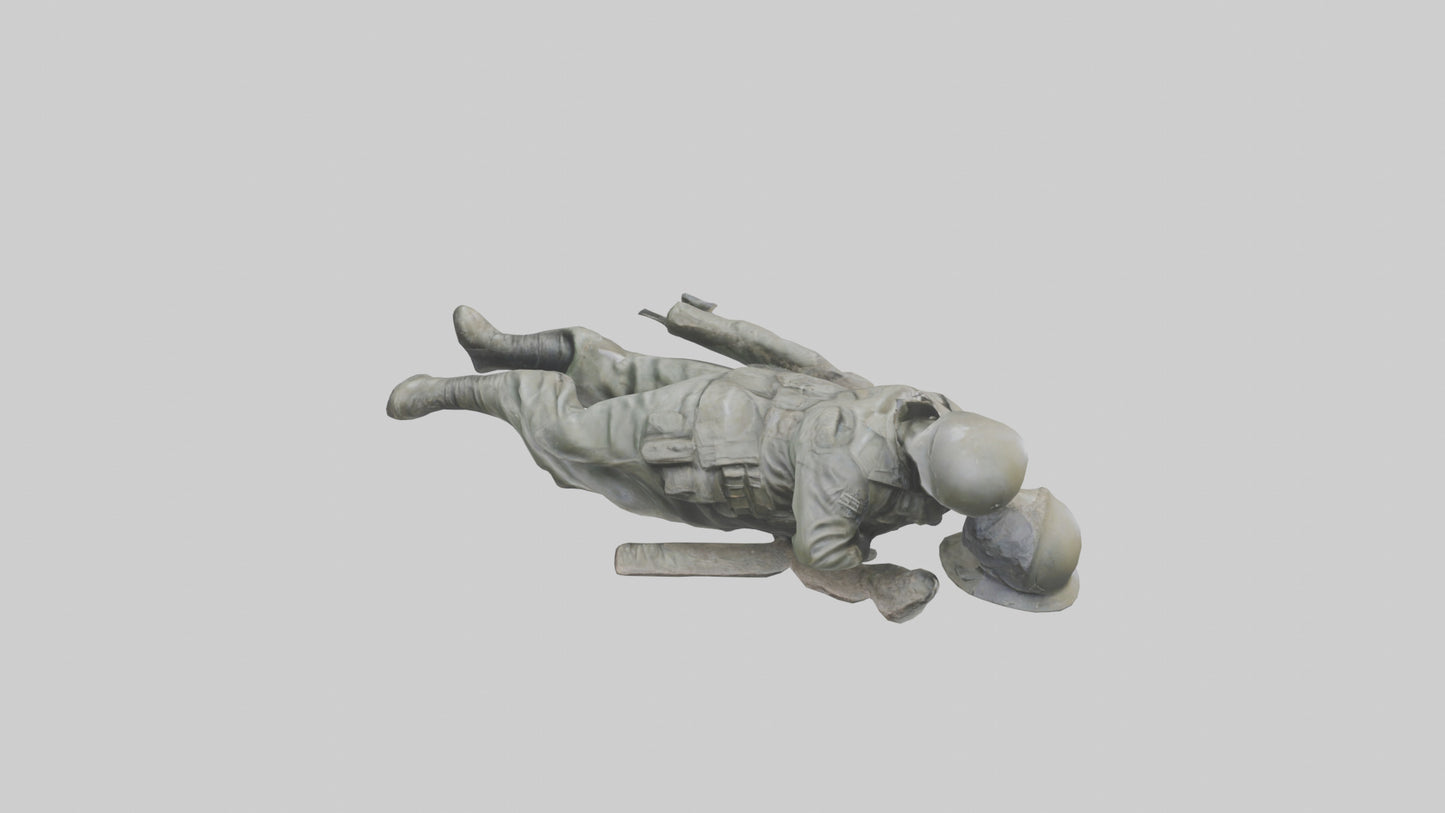 Fallen Soldier statue model VR / AR / low-poly