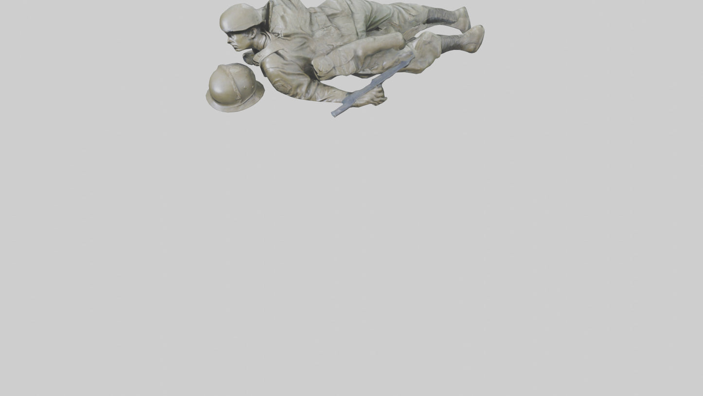Fallen Soldier statue model VR / AR / low-poly