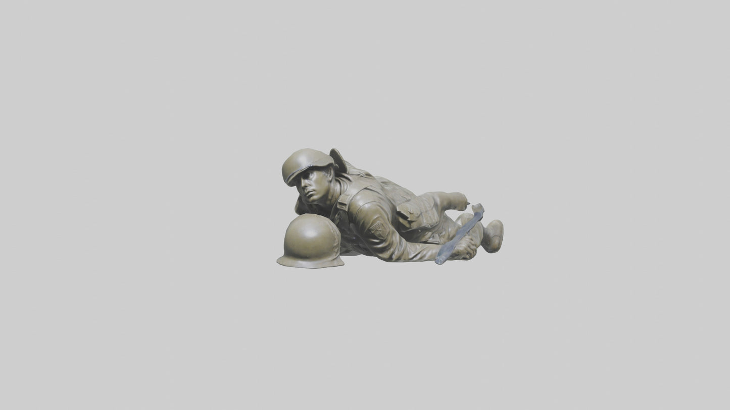 Fallen Soldier statue model VR / AR / low-poly