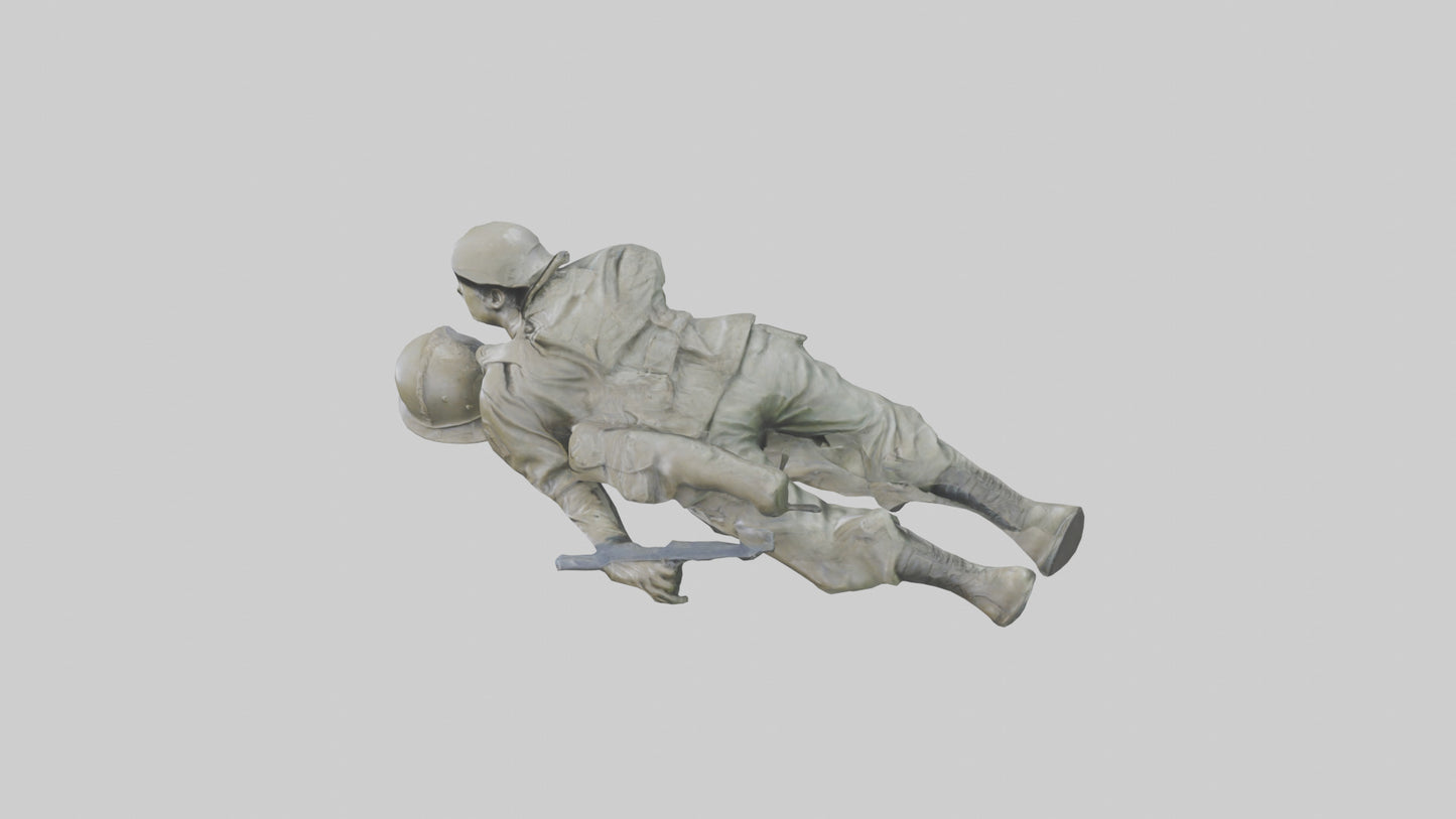Fallen Soldier statue model VR / AR / low-poly