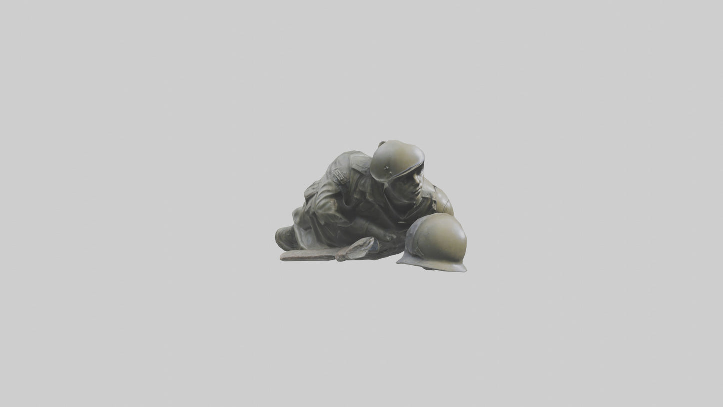 Fallen Soldier statue model VR / AR / low-poly