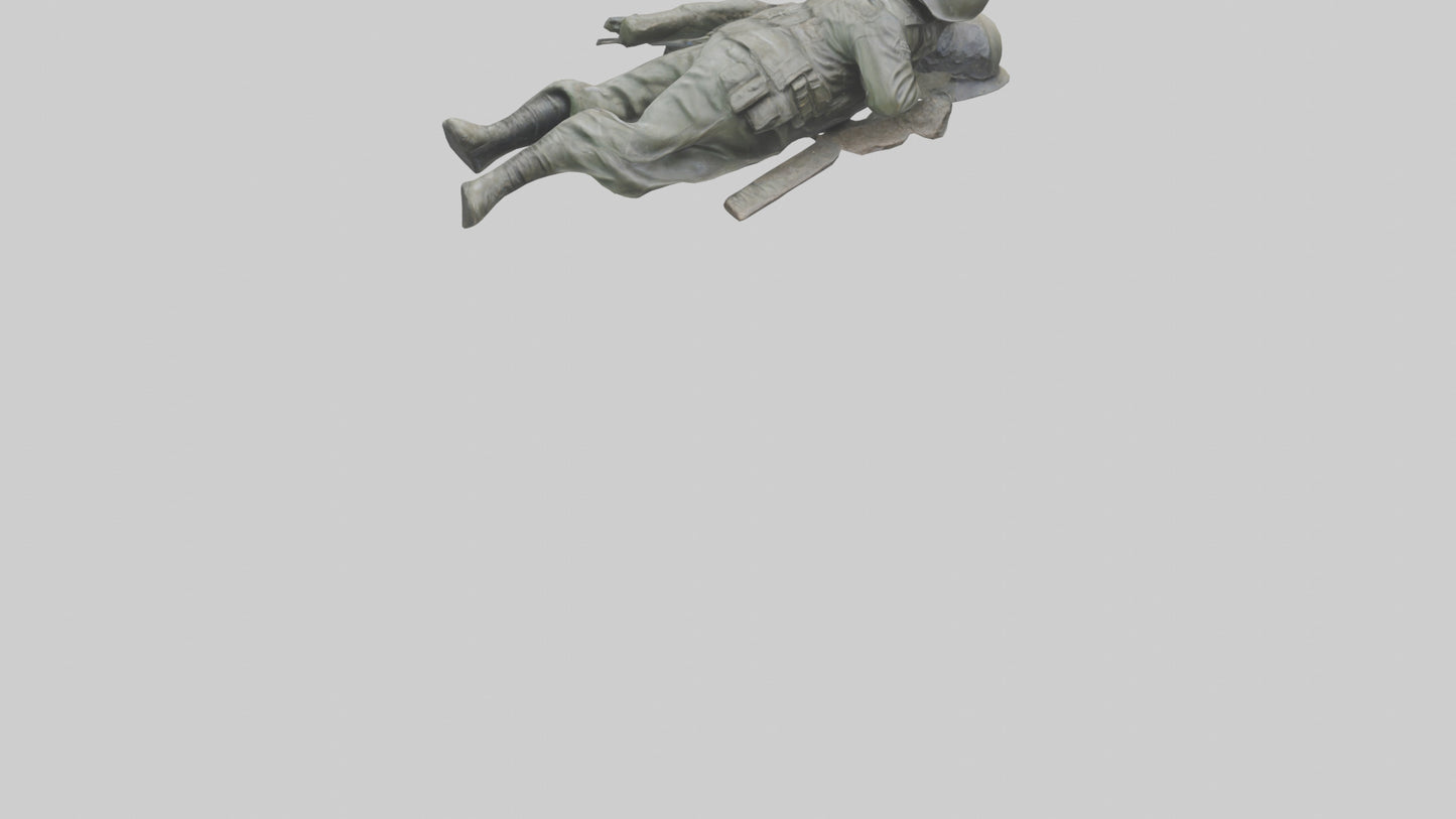 Fallen Soldier statue model VR / AR / low-poly