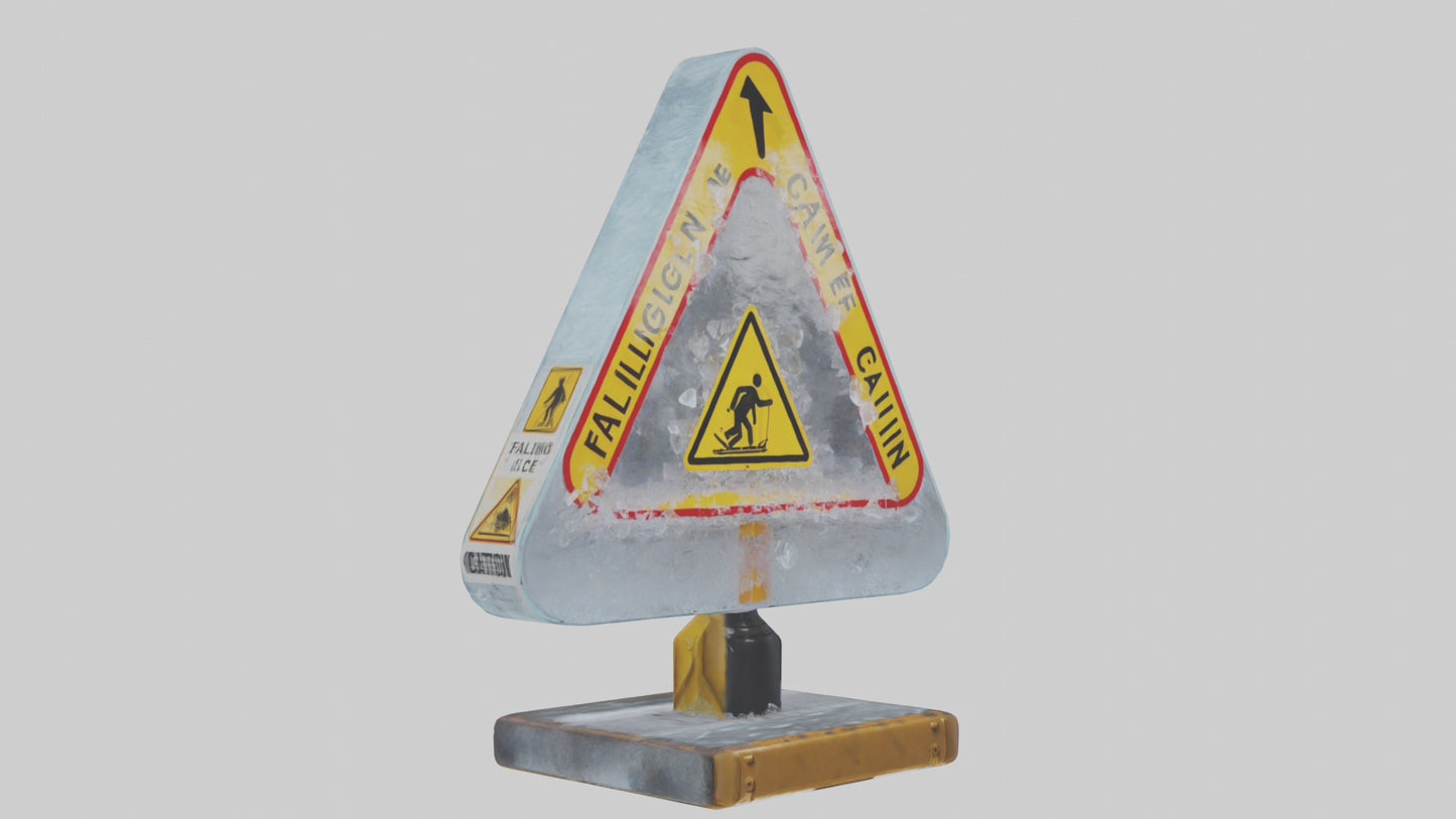 Falling Ice Caution Sign model 3D model