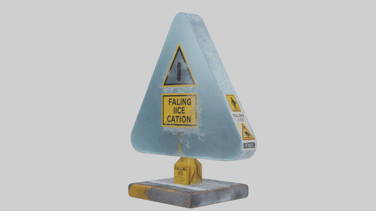 Falling Ice Caution Sign model 3D model