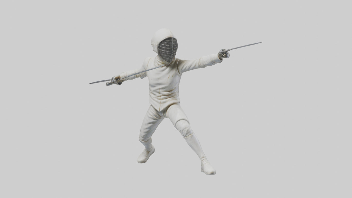 3D model Fencer in MidStrike statue model VR / AR / low-poly