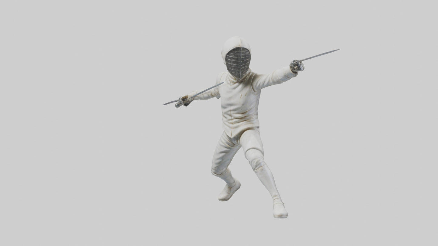 3D model Fencer in MidStrike statue model VR / AR / low-poly
