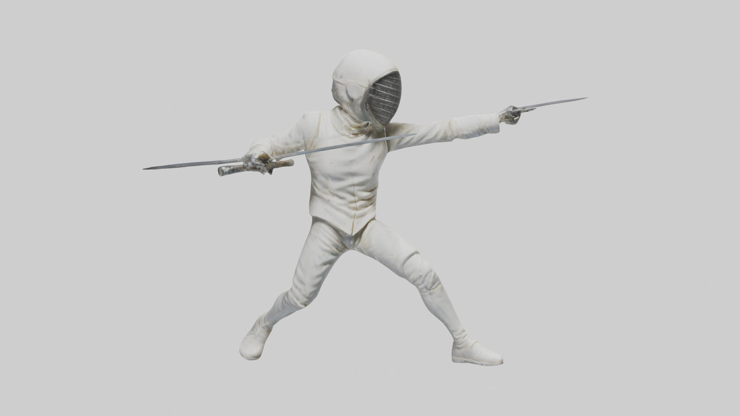 3D model Fencer in MidStrike statue model VR / AR / low-poly
