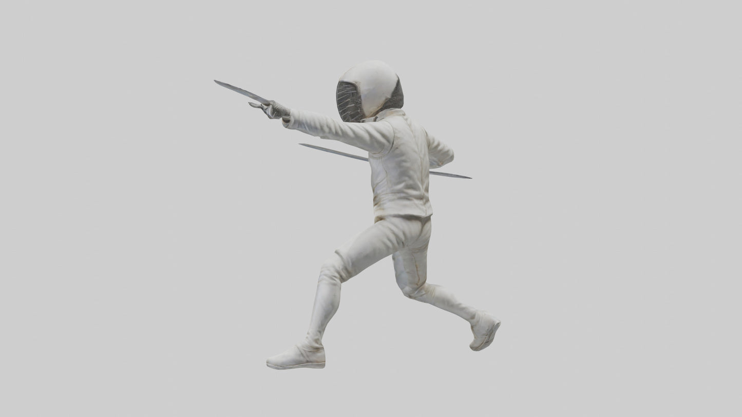 3D model Fencer in MidStrike statue model VR / AR / low-poly